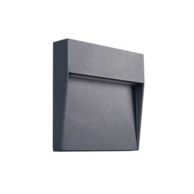   LED lámpatest , oldalfali , lépcsővilágító , 6.5W , négyzet , természetes fehér , kültéri , antracit , IP54, DULI