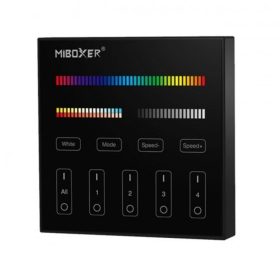   Vezeték nélküli , elemes, fali , érintős , vezérlőpult,  RGB + CCT , 4 zónás , fekete , Miboxer (Mi-Light) , B4-B