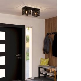   LED lámpa , mennyezeti , 2xE27 foglalat , fekete , EGLO , PIEDRITAS , 900356