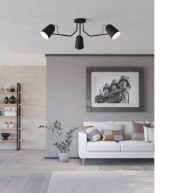   LED lámpa , mennyezeti , 3xE27 foglalat , fekete , EGLO , LORETO , 900188