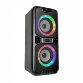   RGB Bluetooth hordozható hangszóró , party hangfal LED világítással , 2 x 10 watt , USB , tölthető , 41 x 18 cm