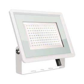   LED reflektor Slimline F osztály, 100w, 3000K, meleg fehér, 8700lm, 110°, fehér, CRI>70, IP65, V-TAC, 6724