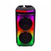 RGB Bluetooth hangszóró , party hangfal LED világítással , mikrofonnal , távirányítóval , 2 x 10 watt , USB , tölthető , 54 x 27 cm