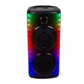   RGB Bluetooth hangszóró , party hangfal LED világítással , mikrofonnal , távirányítóval , 2 x 10 watt , USB , tölthető , 65 x 32 cm