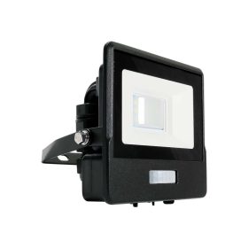   LED reflektor PIR érzékelős PRO, 10w, 6500K, hideg fehér, 735lm, 100°, fekete, CRI>80, IP65, V-TAC, 20258