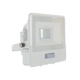   LED reflektor PIR érzékelős PRO, 10w, 6500K, hideg fehér, 735lm, 100°, fehér, CRI>80, IP65, V-TAC, 20270