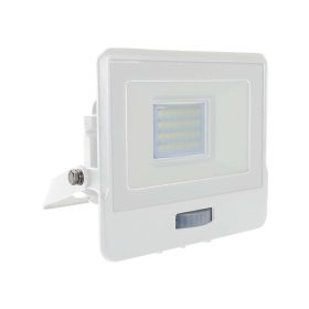  LED reflektor PIR érzékelős PRO, 20w, 6500K, hideg fehér, 1510lm, 100°, fehér, CRI>80, IP65, V-TAC, 20273