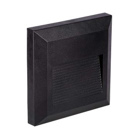   LED fali lámpa lépcsővilágító négyzet alakú, 2w, 3000K, meleg fehér, 70lm, 60°, fekete, CRI>80, IP65, V-TAC, 211323