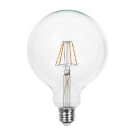   LED izzó átlátszó filament szálas gömb-E27, 10w, 6500K, hideg fehér, 1055lm, 300°, CRI>80, V-TAC, 214424