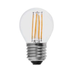   LED izzó átlátszó filament Clear gömb alakú E27, 4w, 6500K, hideg fehér, 400lm, 300°, CRI>80, V-TAC, 214428