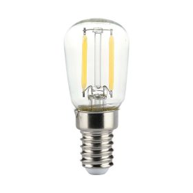   LED izzó átlátszó filament E14, 2w, 6500K, hideg fehér, 200lm, 300°, CRI>80, V-TAC, 214446