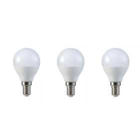   LED lámpa , égő , kis gömb , E14 foglalat , 4.5 Watt , hideg fehér , 3 darabos csomag