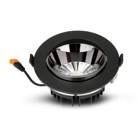   Süllyeszthető COB LED mélysugárzó lámpa PRO, 20w, 6400K, hideg fehér, 1780lm, 120°, fekete, CRI>80, V-TAC, 2120056