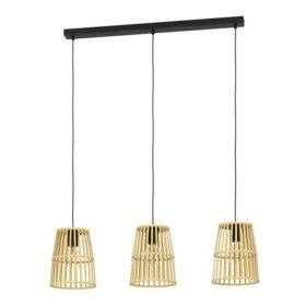   LED lámpa , függeszték , mennyezeti , 3 x E27 foglalat , fekete , bambusz , EGLO , EYAM , 33202