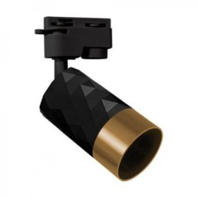   Sínes LED lámpa , track light , 1 fázisú , 2 pólusú , GU10 foglalat , fekete /arany , STRÜHM , MATA