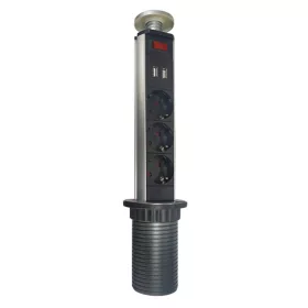 TOWER MULTIPLUGS 3 SCHUKO+2 USB CHROME