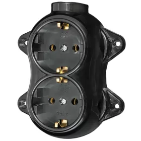 ANTIQUE DOUBLE SOCKET GERMAN TYPE 16А 250V BLACK