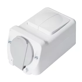 SOCKET+TWO BUTTON ONE WAY SWITCH 16А 250V, IP44
