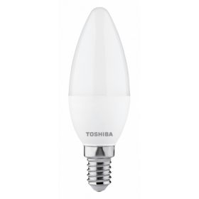   LED lámpa , égő , gyertya , E14 foglalat , 5 Watt , 220° , meleg fehér , dimmelhető , TOSHIBA , 5 év garancia