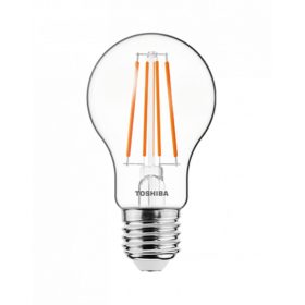   LED lámpa , égő , izzószálás hatás , filament , E27 foglalat , 7 Watt , meleg fehér , TOSHIBA , 5 év garancia