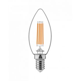  LED lámpa , égő , izzószálás hatás , filament , gyertya , E14 foglalat , 4.5 Watt , meleg fehér , TOSHIBA , 5 év garancia