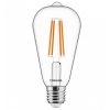 LED lámpa , égő , izzószálás hatás , filament , E27 foglalat , ST64 , 7 Watt , meleg fehér , TOSHIBA , 5 év garancia