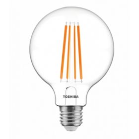   LED lámpa , égő , izzószálás hatás , filament , E27 foglalat , 11 Watt , dimmelhető , meleg fehér , TOSHIBA , 5 év garancia