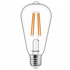   LED lámpa , égő , izzószálás hatás , filament , E27 foglalat , ST64 , 7 Watt , dimmelhető , meleg fehér , TOSHIBA , 5 év garancia
