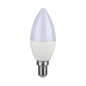  LED izzó gyertya alakú E14 PRO, 5,5w, 3000K, meleg fehér, 470lm, 180°, fehér, CRI>80, dimmelhető, V-TAC, 2120045