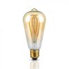 LED lámpa , égő , izzószálas hatás , filament , E27 foglalat , Edison , 5 Watt , meleg fehér , borostyán sárga