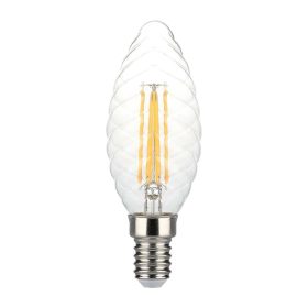   LED izzó átlátszó filament gyertya alakú E14, szabályozható, 4w, 3000K, meleg fehér, 400lm, 300°, CRI>80, dimmelhető, V-TAC, 214367