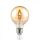 LED lámpa , égő , izzószálas hatás , filament , gömb , E27 foglalat , G80 , 4 Watt , meleg fehér , borostyán sárga