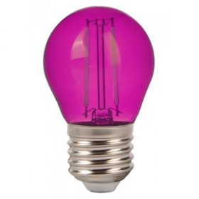   LED lámpa , égő , izzószálas hatás , filament , kisgömb , E27 foglalat , G45 , 2 Watt , rózsaszín