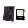 Napelemes LED reflektor, 6400K, hideg fehér, 2400lm, 100°, fekete, IP65, V-TAC, 6970