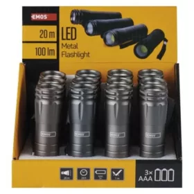   EMOS COB LED zseblámpa 3W 100lm 3xAAA 12db, display box, fekete, szürke, ezüst, IP43, P4705