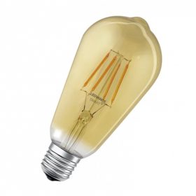  LED lámpa , égő , izzószálas hatás , filament , E27 foglalat , ST64 , Edison , 6W , meleg fehér , dimmelhető , arany , LEDVANCE Smart+ WIFI