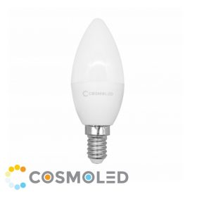  LED lámpa , égő , gyertya ,  E14 foglalat , 6W , meleg fehér , COSMOLED