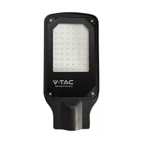  LED Vékony utcai lámpa, 50w, 6500K, hideg fehér, 4270lm, 110°, fekete, CRI>70, IP65, V-TAC, 10209