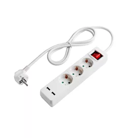   Elosztó 3 foglalat + ki/be gomb és 2xusb, 3x Német foglalat, Optonica, 7615