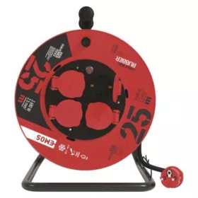   Kültéri kábeldob 25 m, 4 aljzat, fekete, gumi, 230 V, 2,5 mm2, 230V, IP44, EMOS, P19625