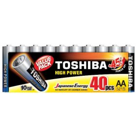 Alkáli elem, AA, 1,5V, 40 db-os csomag, TOSHIBA, 00154744