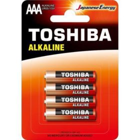   Ceruzaelem AAA (LR03) , 1.5 Volt , 4 darab , tartós , elem , Red Alkaline , TOSHIBA