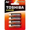 Ceruzaelem AA (LR6) , 1.5 Volt , 4 darab , tartós , elem , Red Alkaline , TOSHIBA
