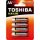 Ceruzaelem AA (LR6) , 1.5 Volt , 4 darab , tartós , elem , Red Alkaline , TOSHIBA