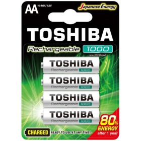   Ceruzaelem AA (LR6) , 1.2 Volt , 4 darab , tartós , elem , tölthető , 1000mAh , High Power , TOSHIBA