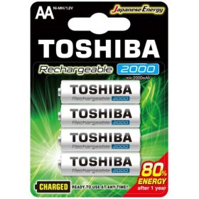   Ceruzaelem AA (LR6) , 1.2 Volt , 4 darab , tartós , elem , tölthető , 2000mAh , High Power , TOSHIBA