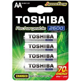   Ceruzaelem AA (LR6) , 1.2 Volt , 4 darab , tartós , elem , tölthető , 2500mAh , High Power , TOSHIBA