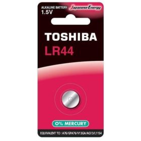   Gombelem LR44  , lapos elem , 1.5 Volt , 1 darab , tartós , elem , higany mentes , TOSHIBA