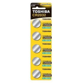  Gombelem CR2032 , lapos elem , 3 Volt , 5 darab , tartós , elem , higany mentes , TOSHIBA