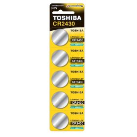   Lítium gombelem, CR2430, 3V, 5 db-os csomag, TOSHIBA, 00167261